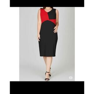 Nipon Boutique Women's Dress 20W Red Black Colorblock lined NWOT Y2K